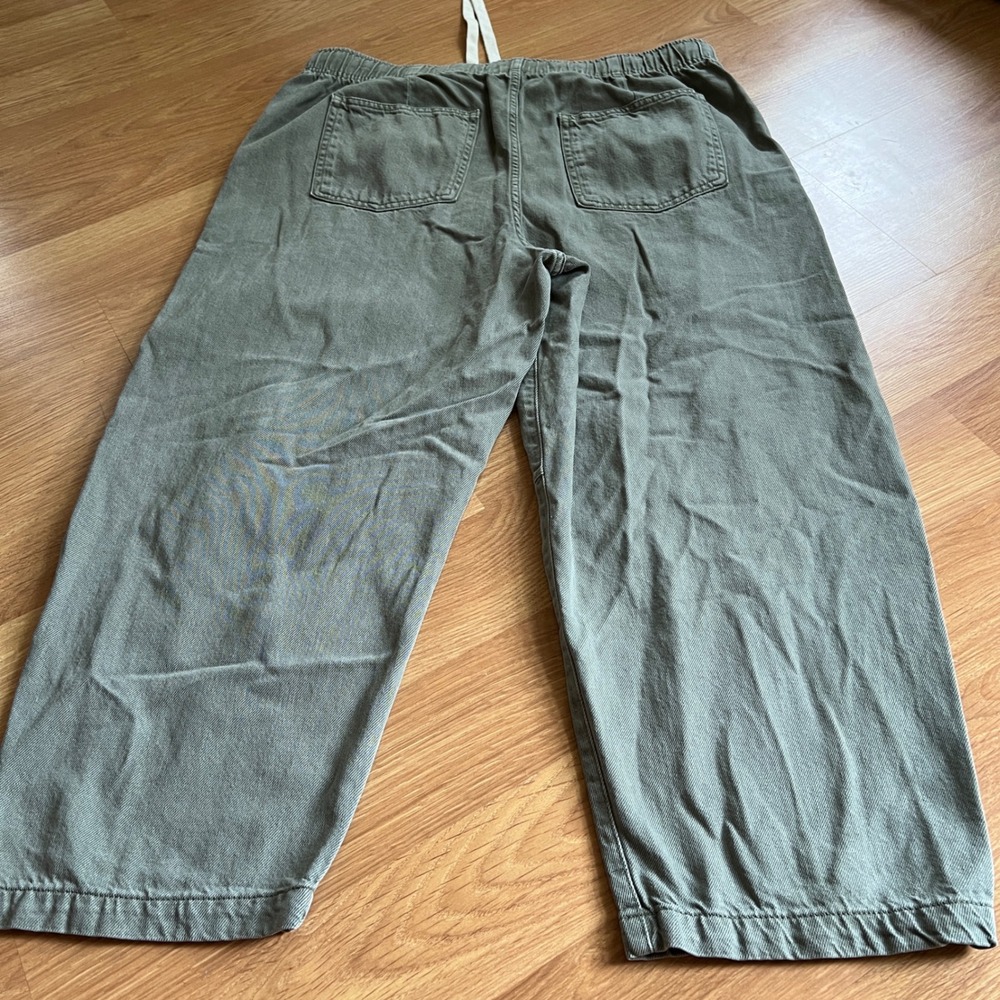 Gap Denim Pull-On Barrel Pants Womens Large Short Olive Green Utility Cool Girl - Picture 8 of 9